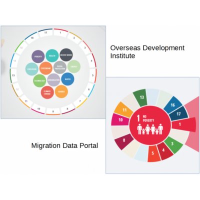 Exemples de visualisations proposées par le Migration data portal et par l'Overseas development institute