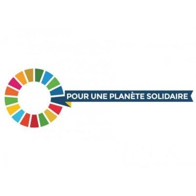 Le logo des objectifs de développement durable est celui d'une signature avec le slogan "pour une planète solidaire''