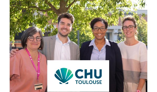 CHU de Toulouse : De gauche à droite : Ornella Bruxelles, Cyprien Huet, Dr Charlotte Martin et Céline Michel, animateurs de la démarche RSE au CHU de Toulouse. (Photo Odile Viguie CHU Toulouse)