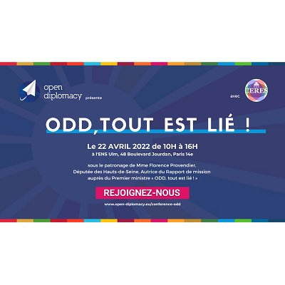 Affiche de la conférence "ODD tout est lié" organisée par Open Diplomacy