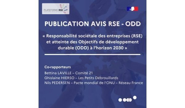 Publication avis RSE - ODD. Plateforme RSE - France stratégie