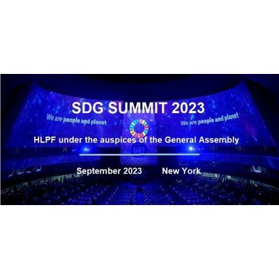 Affiche de l'ONU présentant le deuxième sommet des ODD 2023