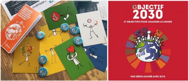 Les cartes postales d'Elyx avec chaque ODD pour l'Agence française pour le developpement